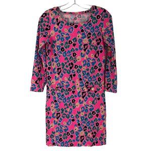 Lilly Pulitzer Corine Paws Off Leopard Pink Long Sleeve Mini Dress X-Small XS